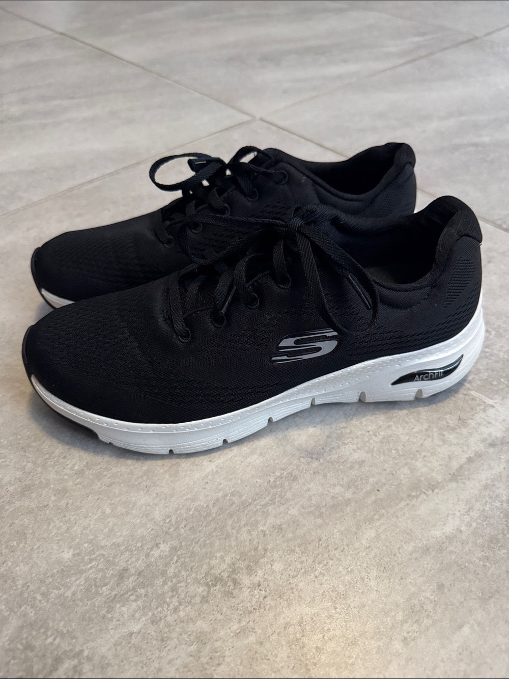 Skechers Black and White Arch-Fit Lace-Up Sneakers